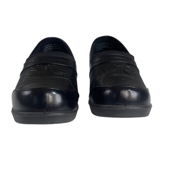 Easy Street Slip On Clogs Womens Size 10 Black Embossed Leather - Picture 3 of 10